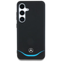 Mercedes Leather Contrasted Blue Horizontal Curve MagSafe Case for Samsung Galaxy S25 - Black