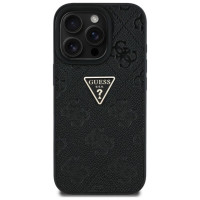 Guess Hot Stamp 4G Pattern Triangle Metal Logo iPhone 16 Pro Max Case - Black
