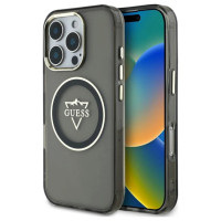 Guess IML Metal Mountain Logo MagSafe iPhone 16 Pro Max Case - Black