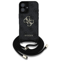 Guess 4G Big Logo Cord Stap Crossbody Case for iPhone 16 Black