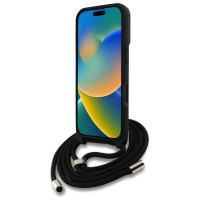 Guess 4G Big Logo Cord Stap Crossbody Case for iPhone 16 Black