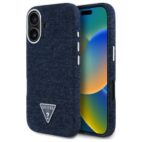 Guess Denim Triangle Logo MagSafe iPhone 16 Case - Blue