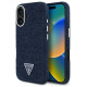 Guess Denim Triangle Logo MagSafe iPhone 16 Case - Blue
