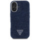 Guess Denim Triangle Logo MagSafe iPhone 16 Case - Blue