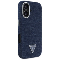 Guess Denim Triangle Logo MagSafe iPhone 16 Case - Blue