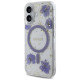 Guess Resin Flowers Glitter MagSafe case for iPhone 16 - purple