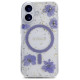 Guess Resin Flowers Glitter MagSafe case for iPhone 16 - purple