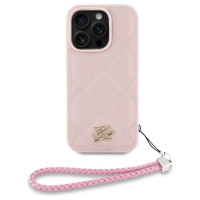 Karl Lagerfeld Quilted Initial Logo & Chain Strap iPhone 16 Pro Max Case - Pink