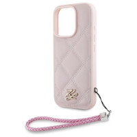 Karl Lagerfeld Quilted Initial Logo & Chain Strap iPhone 16 Pro Max Case - Pink
