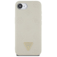 Guess Grained Hot Stamp Peony Triangle Logo MagSafe case for iPhone 16e - beige