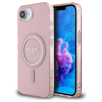 Guess IML Glitter Circle MagSafe case for iPhone 16e - pink