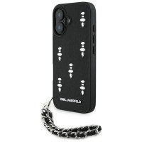 Karl Lagerfeld Saffiano Crystals w/Chain iPhone 16 Case - Black