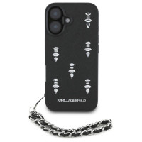 Karl Lagerfeld Saffiano Crystals w/Chain iPhone 16 Case - Black
