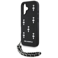 Karl Lagerfeld Saffiano Crystals w/Chain iPhone 16 Case - Black