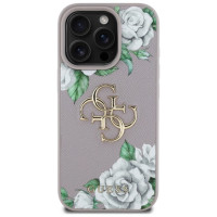 Guess Grained Roses Big 4G Logo iPhone 16 Pro Case - Purple
