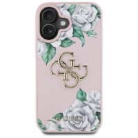 Guess Grained Roses Big 4G logo iPhone 16 case - pink