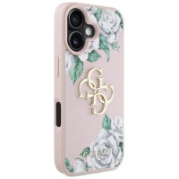 Guess Grained Roses Big 4G logo iPhone 16 case - pink
