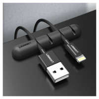Ugreen 30762 self-adhesive organizer for 4 cables - black (2 pcs.)