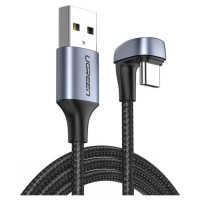 Ugreen nylon angled cable USB cable - USB Type C 1 m 3 A 18 W Quick Charge AFC FCP for gamers gray (70313)