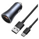 Baseus Golden Contactor Pro car charger USB-C / USB-A 40W PD QC 4+ SCP FCP AFC + cable - gray