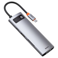 Baseus Metal Gleam 8in1 USB-C - USB-C PD 100W HUB 1x HDMI 4K 30Hz 1x SD and microSD card reader 3x USB-A 3.2 1xRJ45 - gray