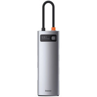 Baseus Metal Gleam 8in1 USB-C - USB-C PD 100W HUB 1x HDMI 4K 30Hz 1x SD and microSD card reader 3x USB-A 3.2 1xRJ45 - gray