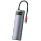 Baseus Metal Gleam 8in1 USB-C - USB-C PD 100W HUB 1x HDMI 4K 30Hz 1x SD and microSD card reader 3x USB-A 3.2 1xRJ45 - gray