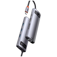 Baseus Metal Gleam 8in1 USB-C - USB-C PD 100W HUB 1x HDMI 4K 30Hz 1x SD and microSD card reader 3x USB-A 3.2 1xRJ45 - gray