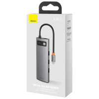 Baseus Metal Gleam 8in1 USB-C - USB-C PD 100W HUB 1x HDMI 4K 30Hz 1x SD and microSD card reader 3x USB-A 3.2 1xRJ45 - gray