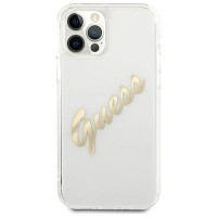 Guess GUHCP12LKTRSVGO iPhone 12 Pro Max 6.7" Transparent hardcase Vintage Script Gold