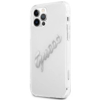 Guess GUHCP12LKTRSVSI iPhone 12 Pro Max 6.7" Transparent hardcase Vintage Script Silver
