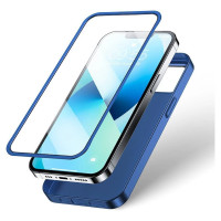 Joyroom 360 Full Case front and back cover for iPhone 13 + tempered glass screen protector blue (JR-BP927 blue)