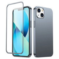 Joyroom 360 Full Case front and back cover for iPhone 13 + tempered glass screen protector grey (JR-BP927 tranish)