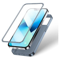 Joyroom 360 Full Case front and back cover for iPhone 13 + tempered glass screen protector grey (JR-BP927 tranish)
