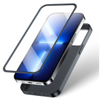 Joyroom 360 Full Case front and back cover for iPhone 13 Pro + tempered glass screen protector black (JR-BP935 black)