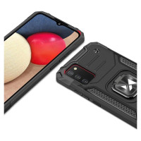 Wozinsky Ring Armor tough hybrid case cover + magnetic holder for Samsung Galaxy A03s black