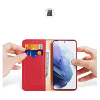Dux Ducis Hivo Leather Flip Cover Genuine Leather Wallet For Cards And Documents Samsung Galaxy S22 + (S22 Plus) Red