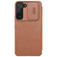 Nillkin Qin Leather Pro Case Case for Samsung Galaxy S22+ (S22 Plus) Camera Protector Holster Cover Flip Case Brown