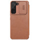 Nillkin Qin Leather Pro Case Case for Samsung Galaxy S22+ (S22 Plus) Camera Protector Holster Cover Flip Case Brown