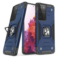 Wozinsky Ring Armor tough hybrid case cover + magnetic holder for Samsung Galaxy S22 Ultra blue