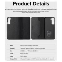 Ringke Folio Signature Flip Leather Case for Samsung Galaxy S22 + (S22 Plus) Black (FSS118R262)