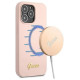 Guess GUHMP13LLSLMGLP iPhone 13 Pro / 13 6.1" light pink/light pink hardcase Silicone Script Gold Logo Magsafe