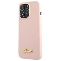 Guess GUHMP13LLSLMGLP iPhone 13 Pro / 13 6.1" light pink/light pink hardcase Silicone Script Gold Logo Magsafe