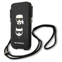Karl Lagerfeld Torebka KLHCP12MOPHKCK 6,1" czarny/black hardcase Saffiano Ikonik Karl&Choupette Head