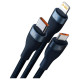 Baseus Flash Series II cable USB Type C / USB Type A - USB Type C / Lightning / micro USB 100 W 1.2 m blue (CASS030103)