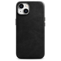 Icarer Oil Wax Premium Leather Case iPhone 14 Plus Magnetic Leather Case with MagSafe Black (WMI14220703-BK)