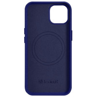 Icarer Litchi Premium Leather Case iPhone 14 Plus Magnetic Leather Case with MagSafe Dark Blue (WMI14220711-DB)