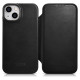 Icarer CE Oil Wax Premium Leather Folio Case Leather Case iPhone 14 Plus Magnetic Flip MagSafe Black (AKI14220707-BK)