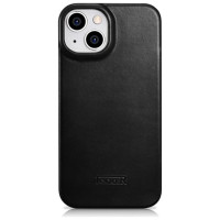 Icarer CE Oil Wax Premium Leather Folio Case Leather Case iPhone 14 Plus Magnetic Flip MagSafe Black (AKI14220707-BK)