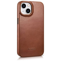 Icarer CE Oil Wax Premium Leather Folio Case iPhone 14 Plus magnetic flip case MagSafe brown (AKI14220707-BN)
